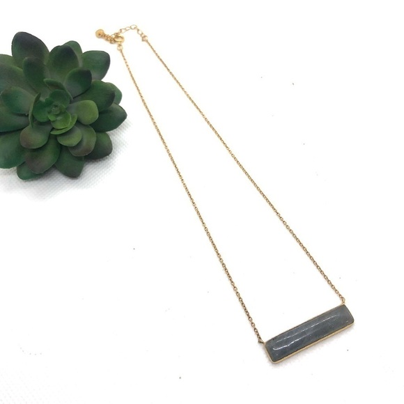 Argento Vivo 18k Gold Plated Sterling Silver Labradorite Bar Necklace - Picture 1 of 7